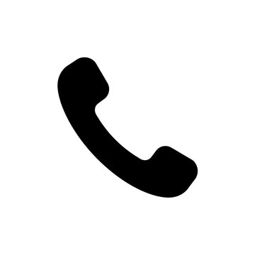 Black vintage-style telephone icon with clean copy space for branding and app design