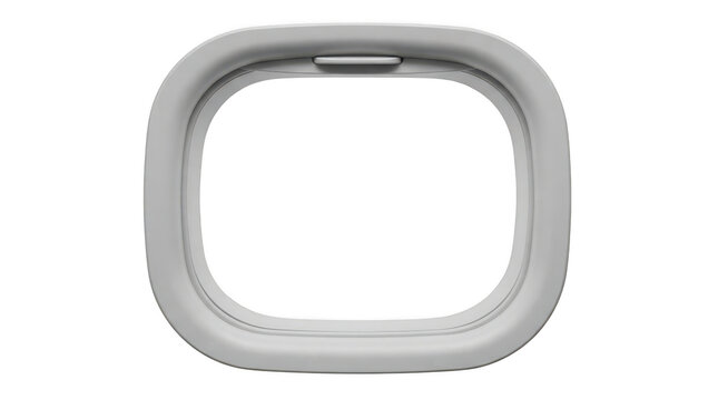 3d render of a modern airplane window interior frame isolated on transparent background