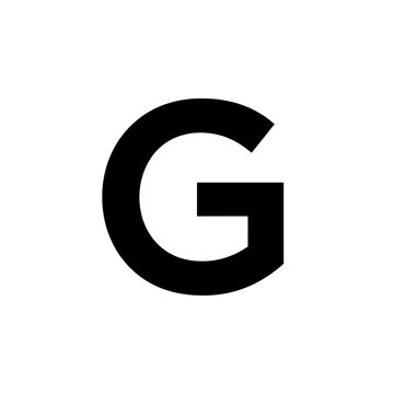 Bold black uppercase letter G with clean white background for branding and logo design