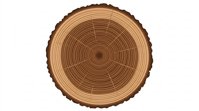 Cross Section of a Tree Trunk Showing Annual Growth Rings and Wood Texture &ndash; Cross Section Diagram