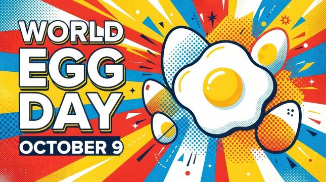 World egg day colorful illustration with fried egg