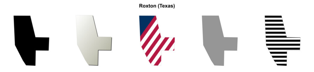 Fototapeta premium Roxton (Texas) blank outline map set
