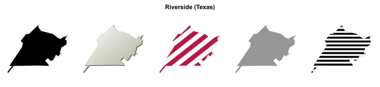 Riverside (Texas) blank outline map set