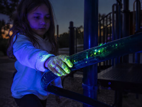UV LIGHT REVEALS GERMS ON PLAYGROUND EQUIPMENT