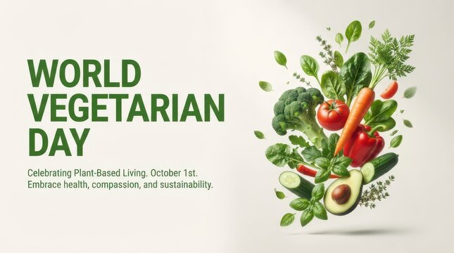 World vegetarian day plant based celebration banner