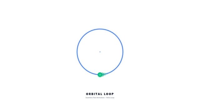 Minimalist circular orbital motion animation on white background