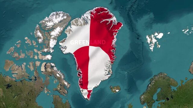 Greenland Map Animation, Arctic Geopolitical Map Showing Greenland, United States, and Denmark, Strategic Geographic Location, North Atlantic Region, Political Boundaries and Regional Geography Visual