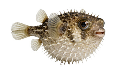Spiky brown pufferfish with large eyes, isolated on transparent background © Christopher