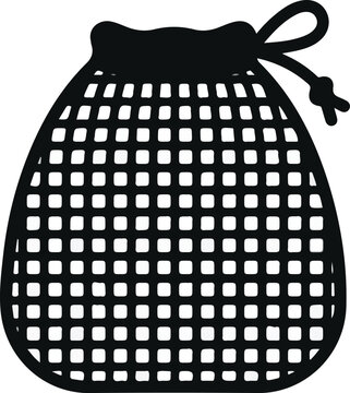 Mesh Drawstring Bag Vector Icon Isolated on White Background