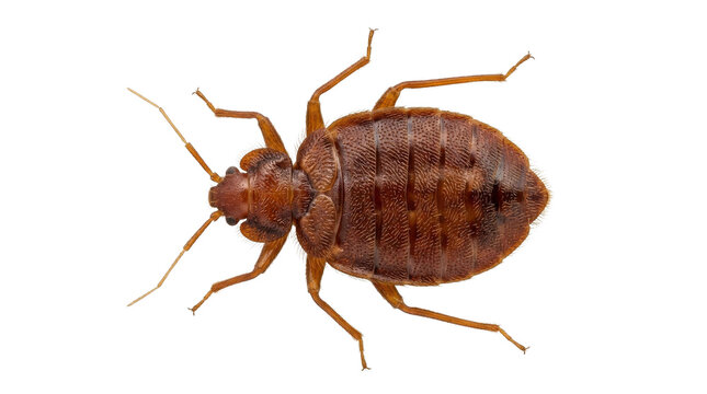 Macro view of a common bed bug isolated on a white background for pest control identification