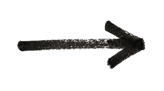 Hand drawn black arrow symbol isolated on a white background for creative design projects