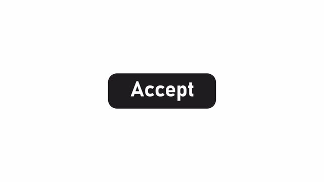 Animated Accept Button UI Element with Smooth Animation, Modern Black Rounded Social Media Button on Transparent Background