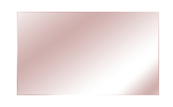 Rose gold metallic rectangular plate isolated on transparent background