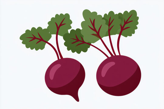 Beetroot vector illustration, fresh organic red beets with green leaves, healthy vegetable graphic
