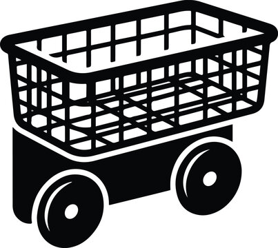 Shopping Cart Trolley Basket Vector Icon Isolated on White Background