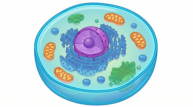 Human Animal Cell Structure Showing Nucleus Mitochondria and Organelles