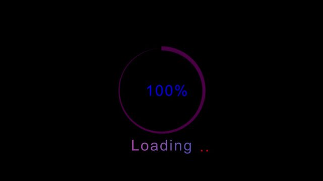 Purple circular loading interface showing sixty nine percent progress on black