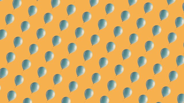Animated Blue Balloons Moving Downward on Orange Background Seamless Loop
