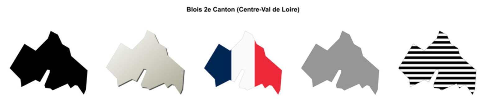 Blois 2e Canton (Centre-Val de Loire) blank outline map set