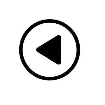 Back button icon in circle, media player rewind or previous arrow vector design vector