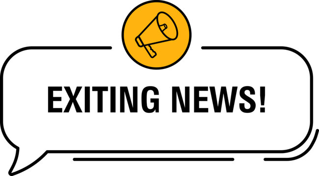 Exciting news speech bubble with megaphone icon
