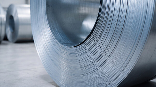 Steel coil metal industrial factory manufacturing production material roll sheet storage stack warehouse industry supply engineering