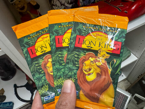 Mesa, Arizona - September 19, 2026: Vintage 1990s Disneys the Lion King trading cards
