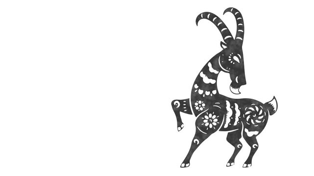 The Goat is the symbol of 2027. A sketched animated silhouette in the tribal tattoo style with a noise effect