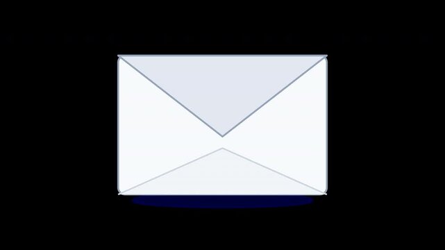Email notification icon with a pulsing blue alert badge utilizing a pre-keyed opacity channel for corporate communications