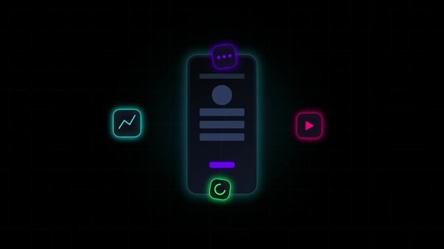 Smartphone Mobile App Icon Animation Floating Application Tiles Seamless Loop