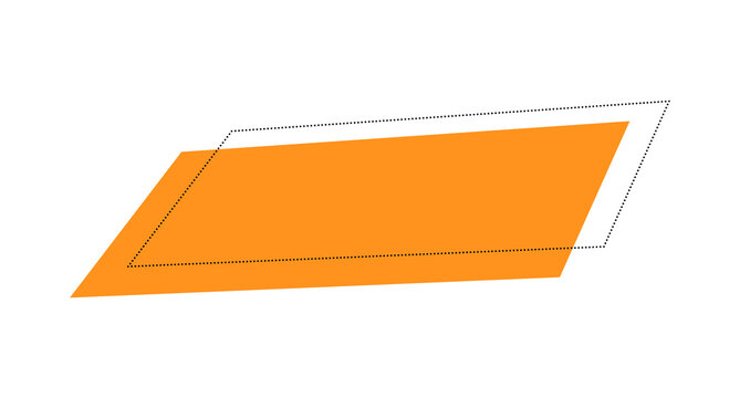 Orange Slanted Ribbon Banner with Geometric Trapezoid Shape and Modern Promotional Label Design