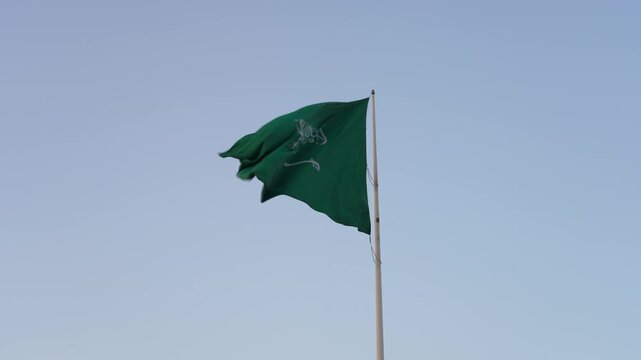 Saudi Arabia National Flag Waving On Al Khobar Corniche For National Day Celebration
