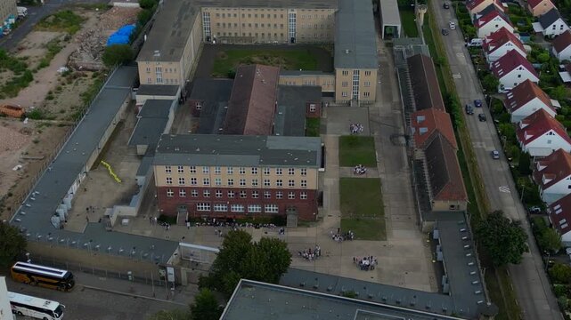 prison for political persecution communist dictatorship Magic aerial view drone