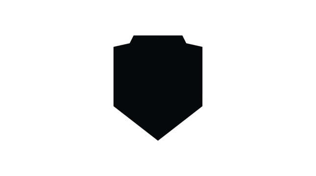 Black shield shape against a white background a stark silhouette