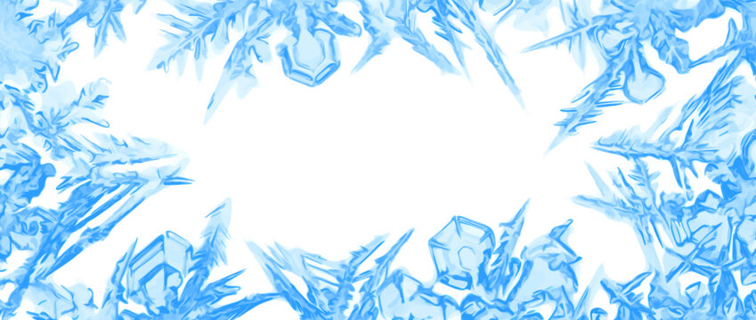 Easy to edit layered vector shadow. Detailed blue ice crystal frame with an open center and faceted frozen texture. Adjust tonal layer opacity to control shadow intensity and perceived softness.
