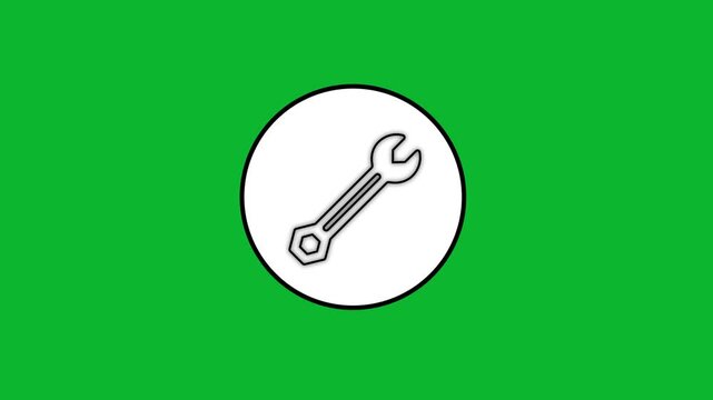 Animated wrench icon appearing on green screen background for digital maintenance design and technical repair project elements.