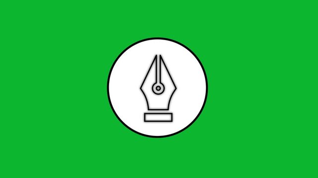 Green screen with circle in center, animation shows pendulum object then pen nib icon.