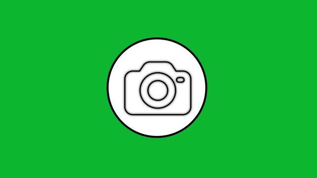 Camera icon animation on a green screen background a clean visual style for technology and photography concepts.