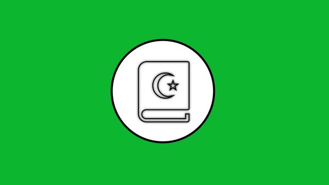 Animated book icon with crescent moon and star symbol appearing on green screen background.