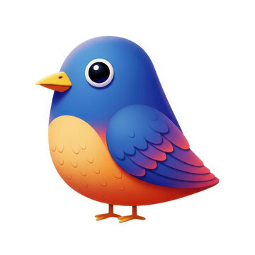 Cute cartoon bird with big expressive eyes character