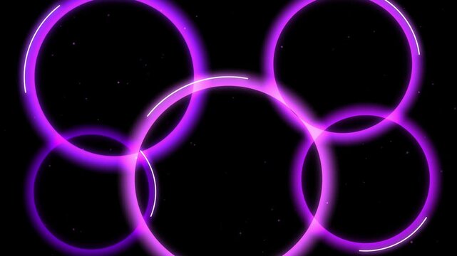 Abstract purple neon glowing circles motion background loop