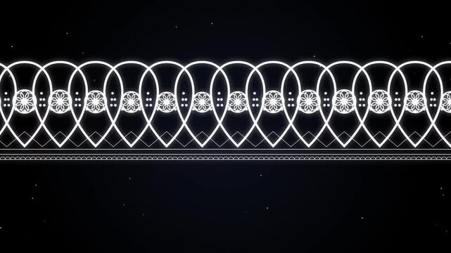 White lace pattern animation on a dark background