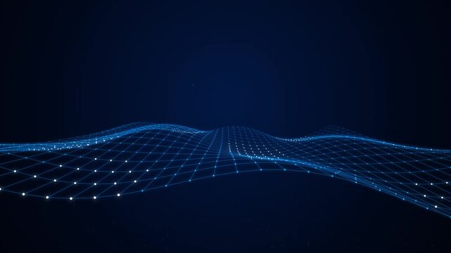 Digital Wave Network Grid Animation Background