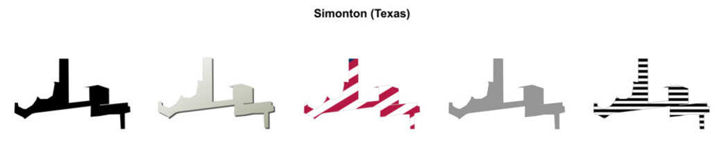 Fototapeta premium Simonton (Texas) blank outline map set