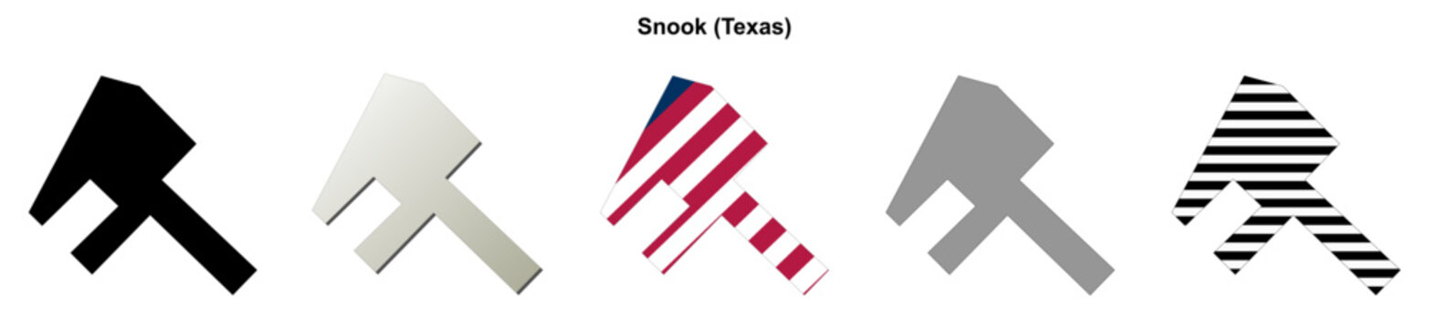Snook (Texas) blank outline map set