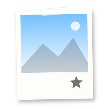Minimalist photo gallery placeholder with mountains  sky  sun  and fav