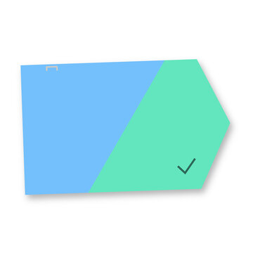 Modern minimalist abstract two tone banner with checkmark and bracket 
