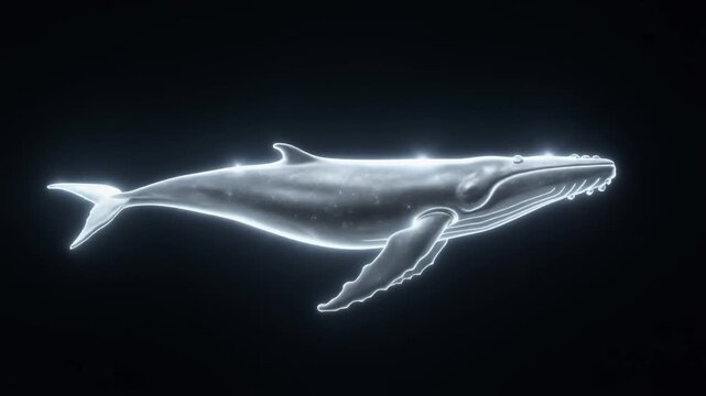 黒背景を優雅に泳ぐクジラのビデオ