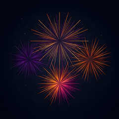 Fototapeta premium Colorful fireworks explode in a vibrant display against a dark starry night sky pyrotechnics celebration festive