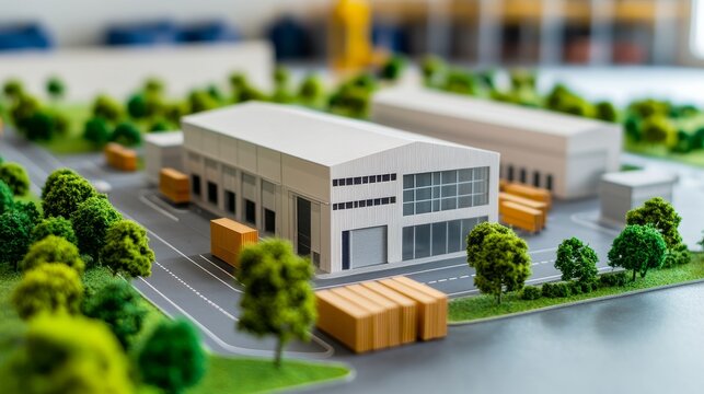 Creative Building Design with Industrial warehouse scale building models with logistics roa Variation 2